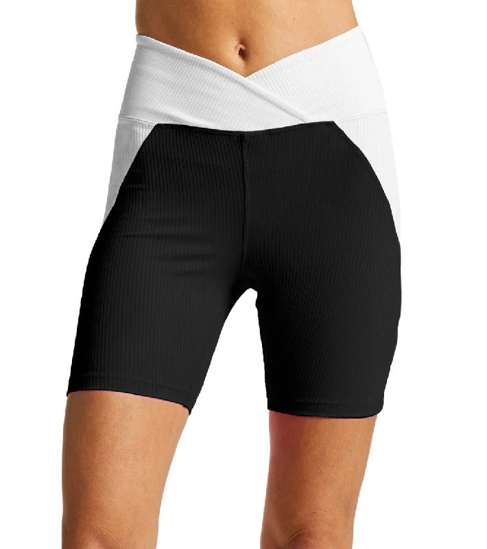 Women's Comfortable Lounge Attire Year of Ours Ribbed Studio Bike Short Black/White