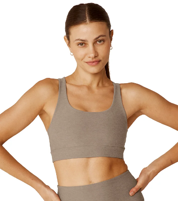 Women's Chic Outerwear Attire Beyond Yoga Spacedye in a Twist Bra Birch Heather