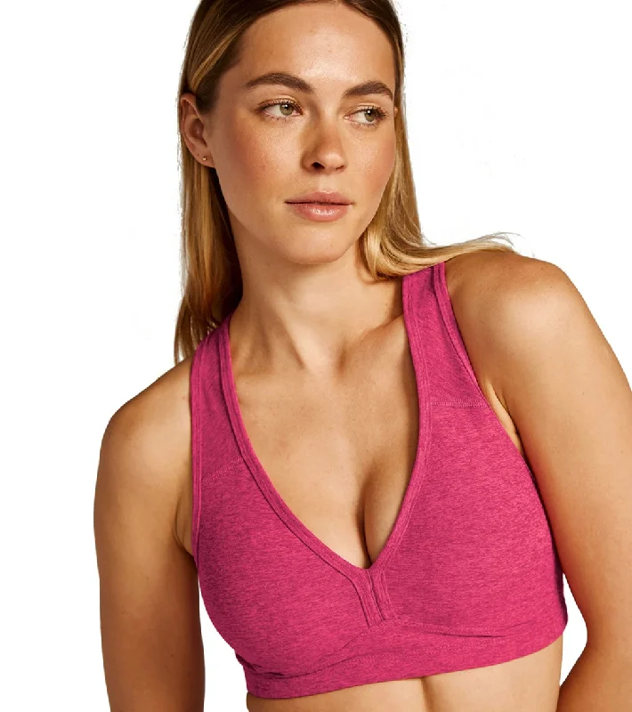 Women's Vintage Garments Beyond Yoga Spacedye Lift Your Spirits Yoga Sports Bra Cranberry Heather