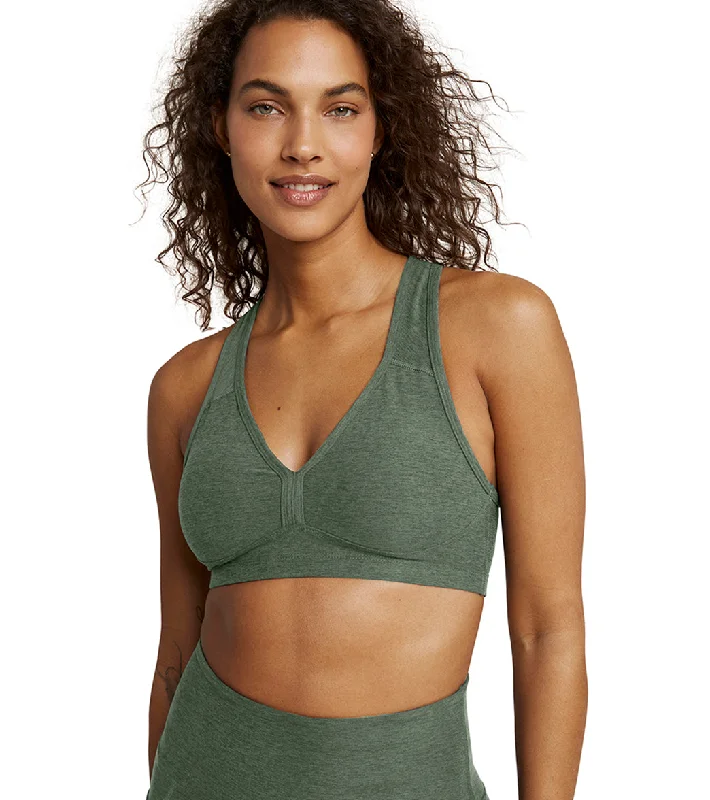 Women's Office Attire Beyond Yoga Spacedye Lift Your Spirits Yoga Sports Bra Moss Green Heather