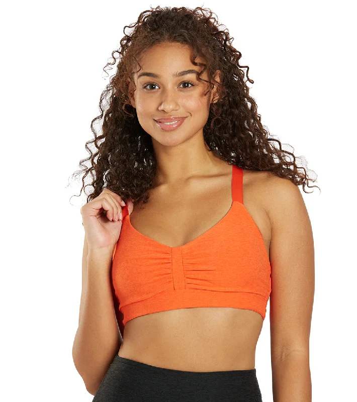 Women's Holiday Attire Beyond Yoga Spacedye On Center Bra Firecracker Red Heather