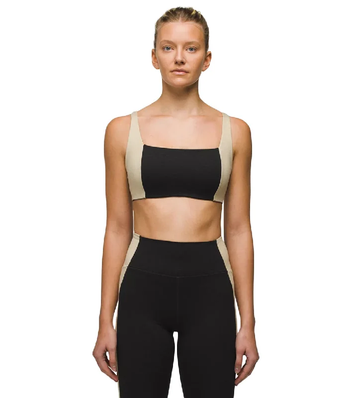 Women's Comfy Loungewear Outfit prAna Heavana Hot Spell Bra Black/Cliffside Heather