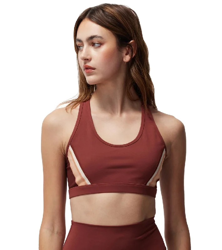 Women's Trendy Activewear Apparel Spiritual Gangster Velo Dream Tech Eco Jersey Racerback Bra Washed Burgundy