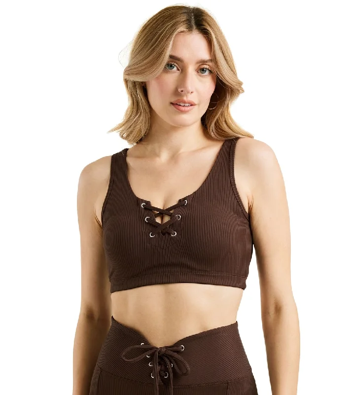 Women's Stylish Casual Garments Year of Ours Ribbed Football Bra Dark Oak