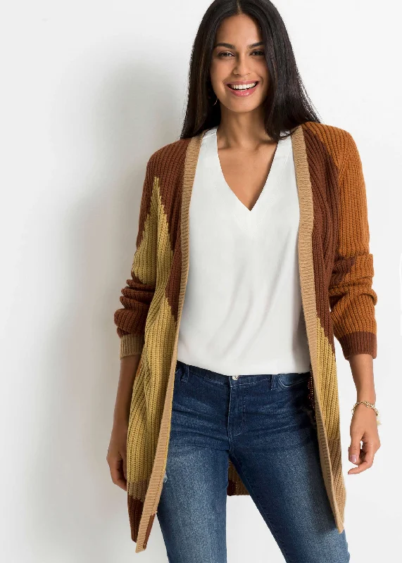 Women's Travel Apparel Color Block Cardigan - Tan