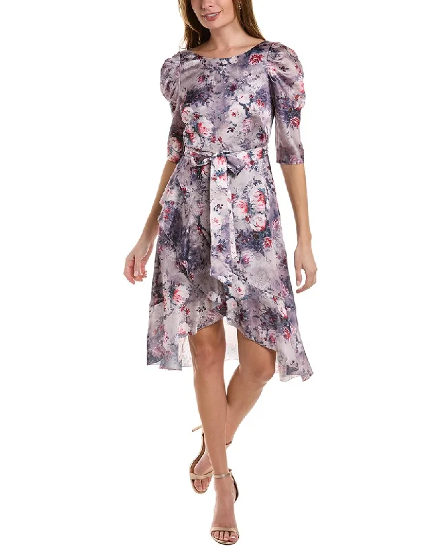 Women's Floral Print Outfit Marchesa Notte Floral Textured Charmeuse Midi Dress