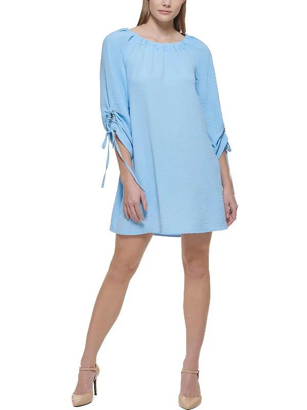 Affordable Luxury Women's Apparel Womens Ruched Tie Sleeve Mini Dress