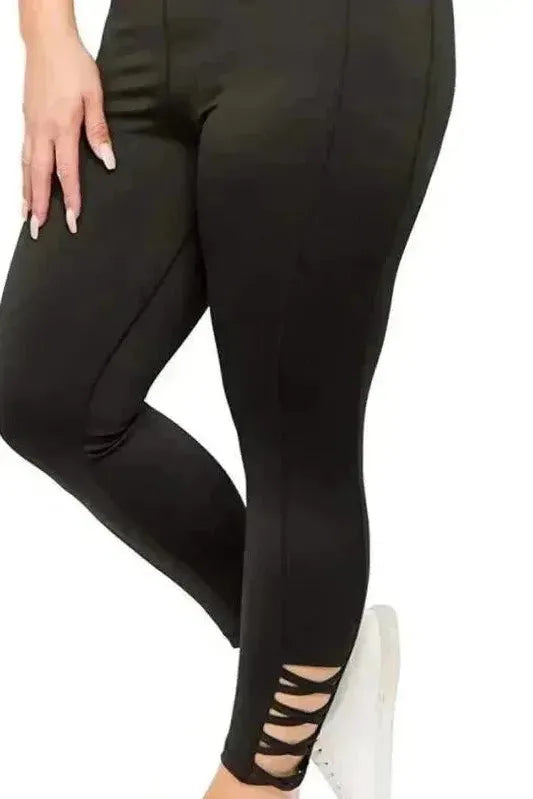 Stylish Women's Apparel Black Ribbon Leggings (Plus Size)