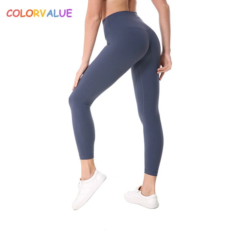 Timeless Women's Clothes Colorvalue Plus Size Hip-Up Sport Fitness Pants Women Solid High Waisted Gym Running Tights Stretchy Nylon+Spandex Yoga Pants