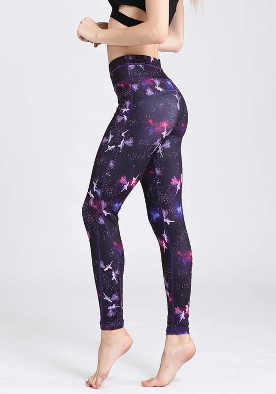 Charming Women's Holiday Apparel High Waist Floral Print Yoga Leggings