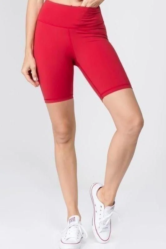 Women's Wardrobe Apparel Active High Rise Matte Bike Shorts (CRIMSON)