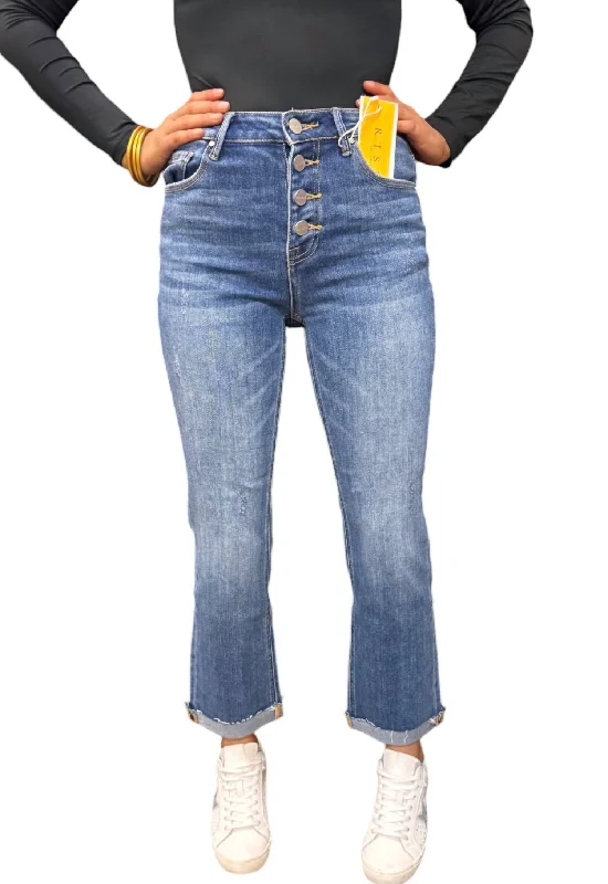 Women's Outerwear Clothing Ankle Straight Leg Jeans In Denim