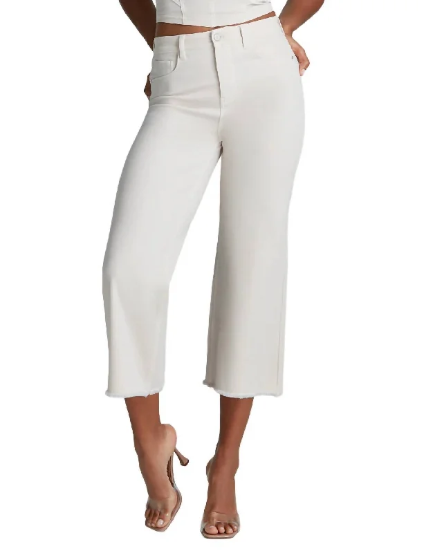 Women's Effortless Casual Outfit Do It All Denim High-Rise Cropped Wide Leg Jean In Porcelain