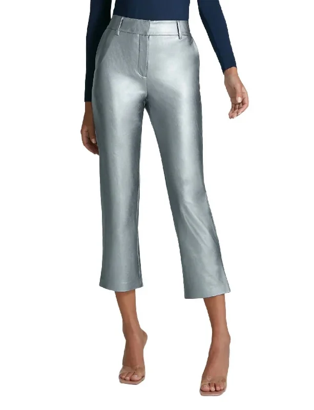 Women's Trendy Garments Faux Leather 7/8 Trouser In Platinum