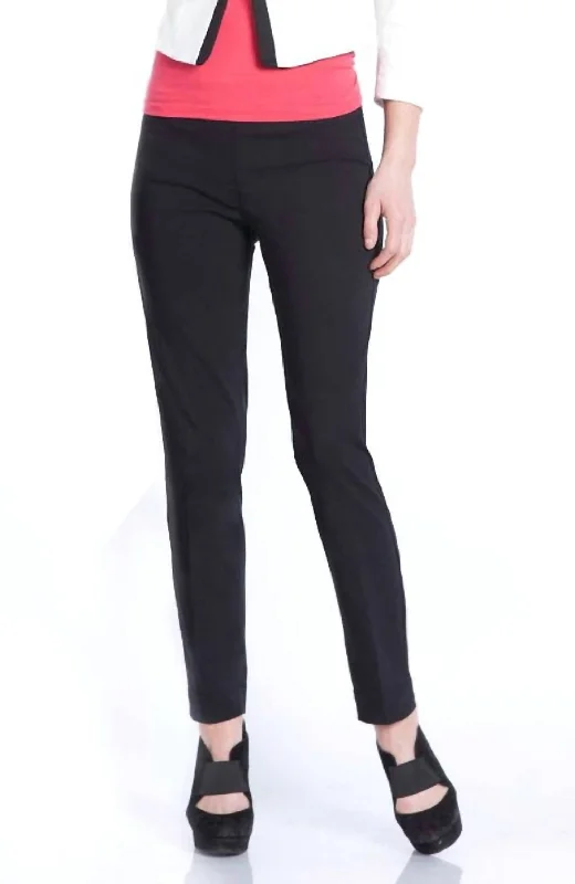 Women's Wedding Apparel Faux Pocket Ankle Pants In Black