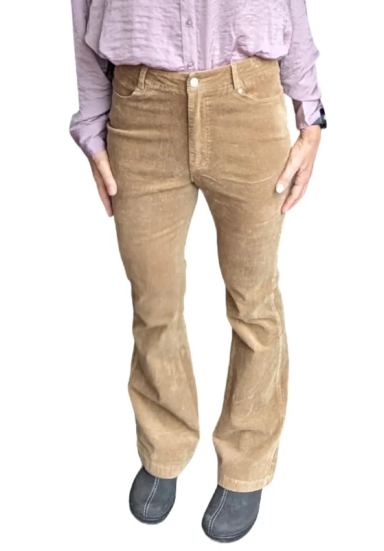 Women's Garments Flared Corduroy Pants In Khaki