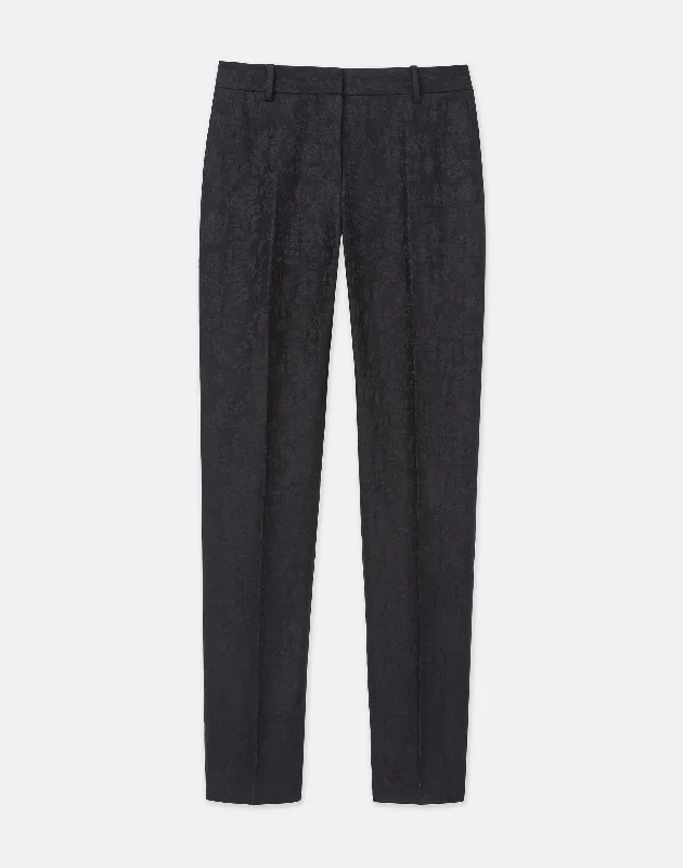 Women's Evening Outfit Flora Bloom Jacquard Wool-Silk Clinton Ankle Pant