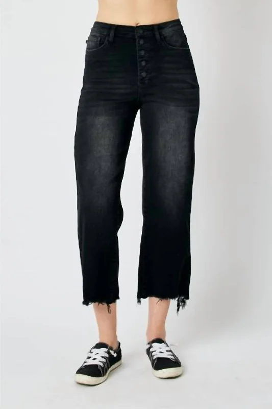 Women's Outdoor Activity Garments High Rise Cropped Wide Leg Jean In Black