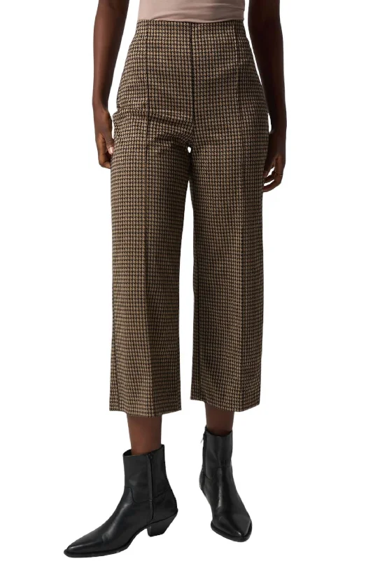 Women's Athletic Clothes Houndstooth Wide Leg Pants In Black/beige