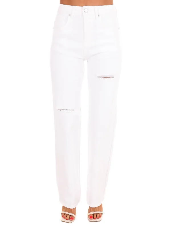 Women's Elegant Garments Just Another Day High Rise Straight Jeans In White