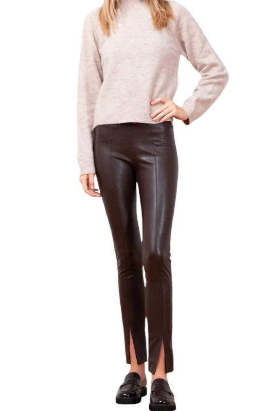 Women's Casual Attire Max Fine Pleather Pants In Brown