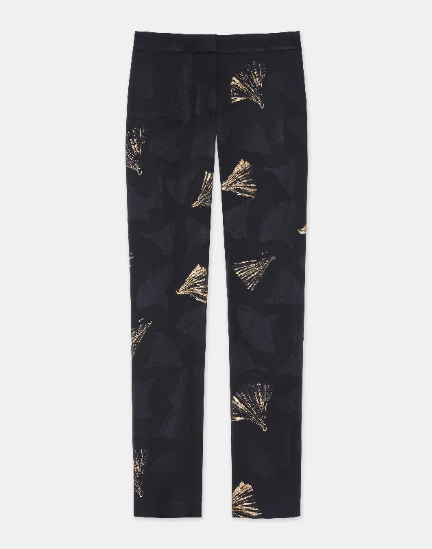 Women's Outfit For The Office Metallic Leafed Pages Jacquard Barrow Pant