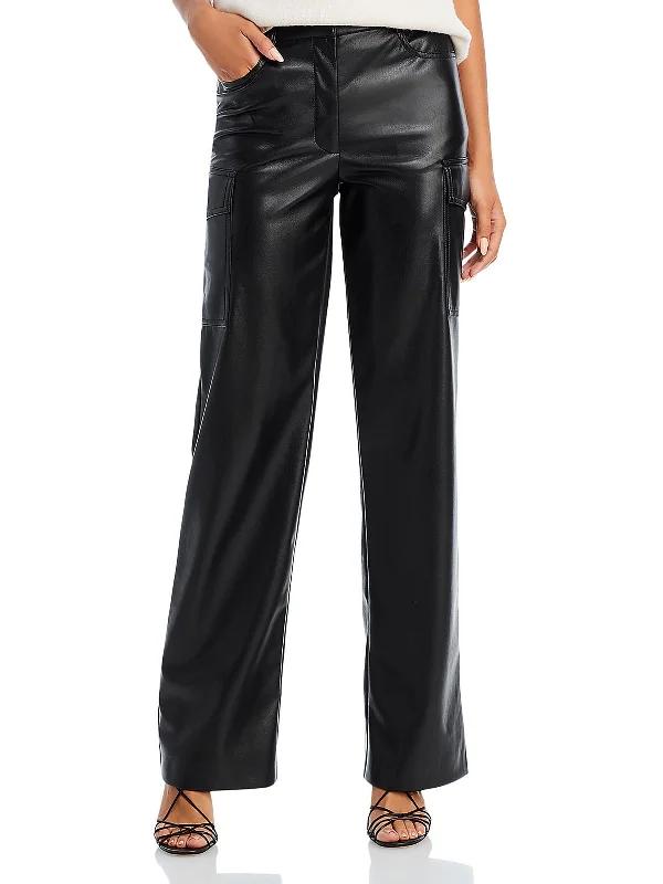 Women's Clothing Sets Nate Womens Faux Leather Mid-Rise Cargo Pants