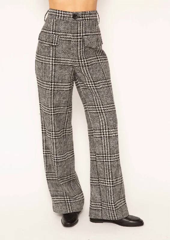 Casual Apparel For Women Odette Track Stripe Pants In Grey Plaid