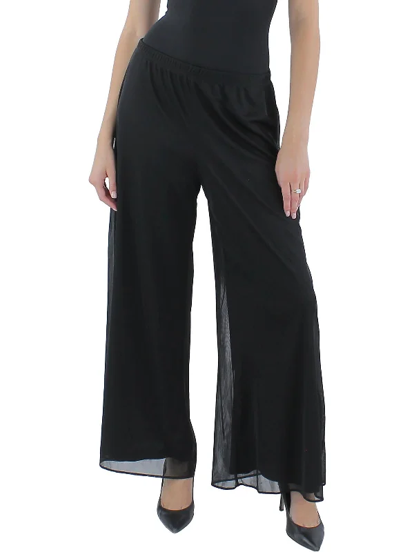 Stylish Clothes For Women Petites Womens Mesh Drapey Wide Leg Pants