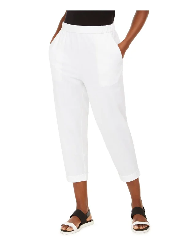 Fashionable Women's Clothing Petites Womens Organic Cotton Slouchy Cropped Pants