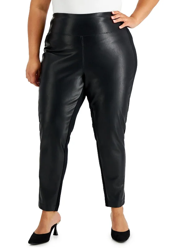 Sustainable Women's Clothing Plus Womens Faux Leather Stretch Leggings