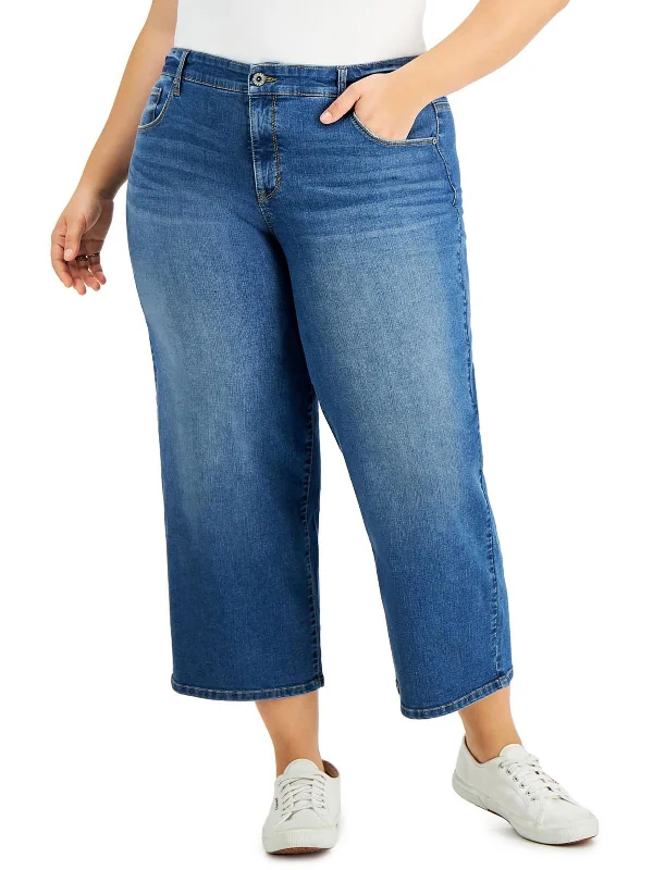 Women's Holiday Clothing Plus Womens High Rise Slimming Wide Leg Jeans