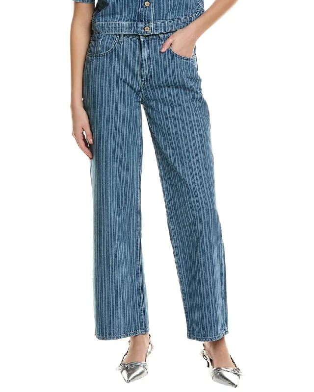 Women's High-Fashion Apparel Triarchy Sparrow Striped Medium Indigo Baggy Jean