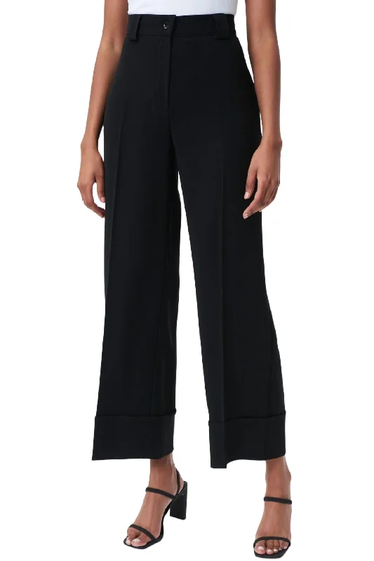 Trendy Athleisure Clothing For Women Twill Wide Leg Pants In Black