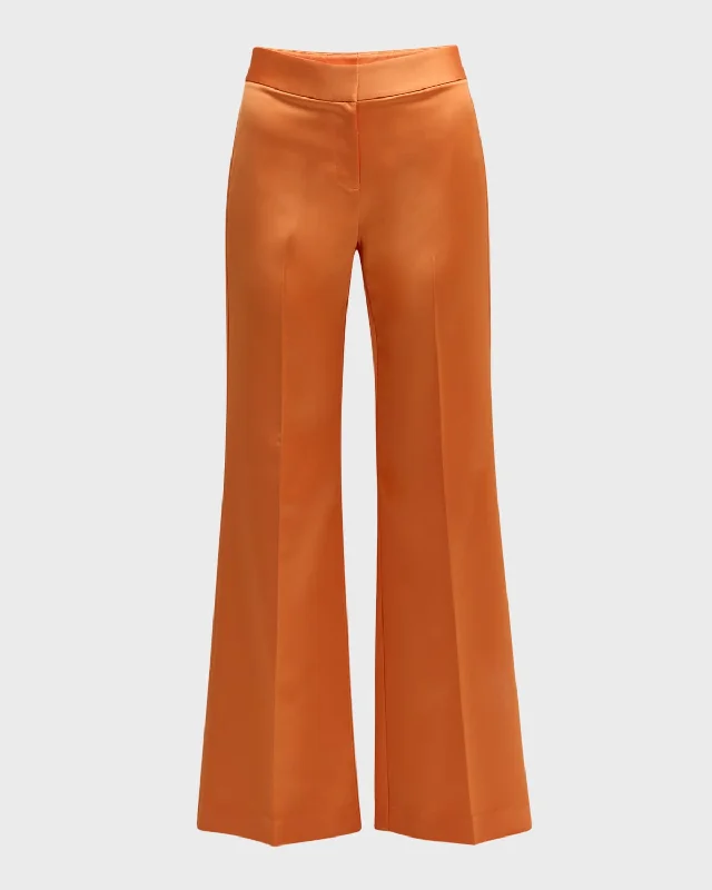 Timeless Women's Outfit Two-Tone Flare-Leg Satin Back Crepe Pants