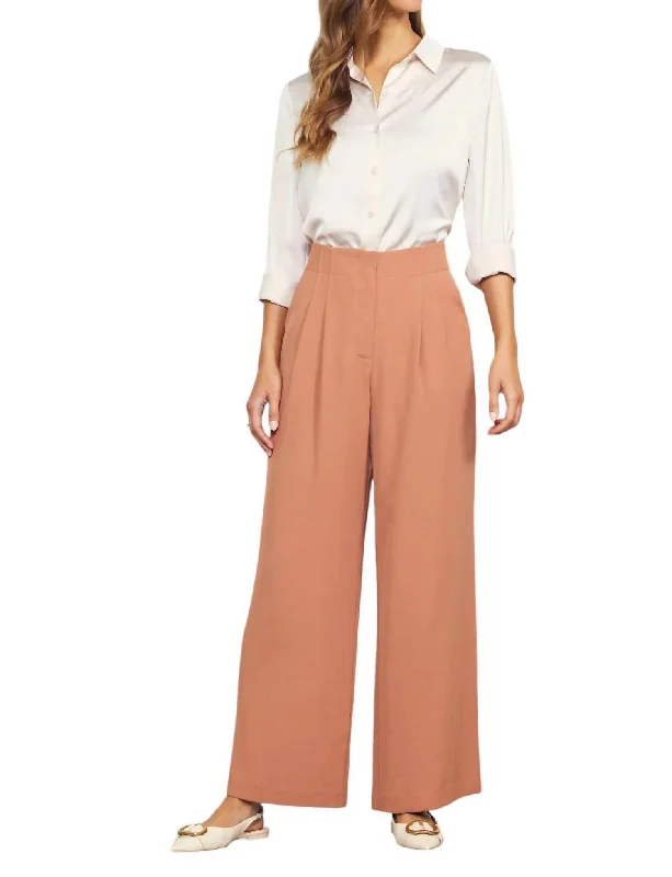 Women's Elegant Evening Attire Wide Leg Pants In Hazelnut