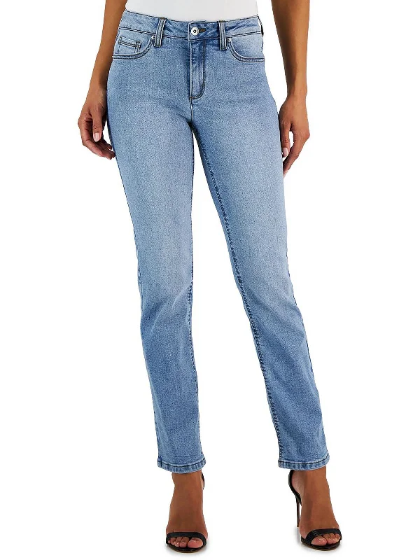 Women's Clothing Apparel Sets Womens Mid Rise Denim Straight Leg Jeans