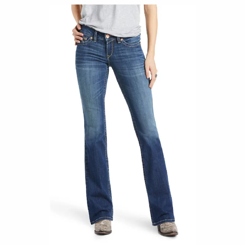 Women's Transitional Outfit Women's Mid Rise Virginia Arrow Fit Boot Cut Jean In Blue Topaz