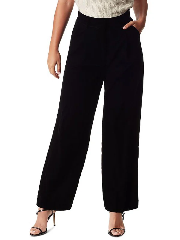 Affordable Luxury Women's Garments Womens Velvet High Rise Wide Leg Pants