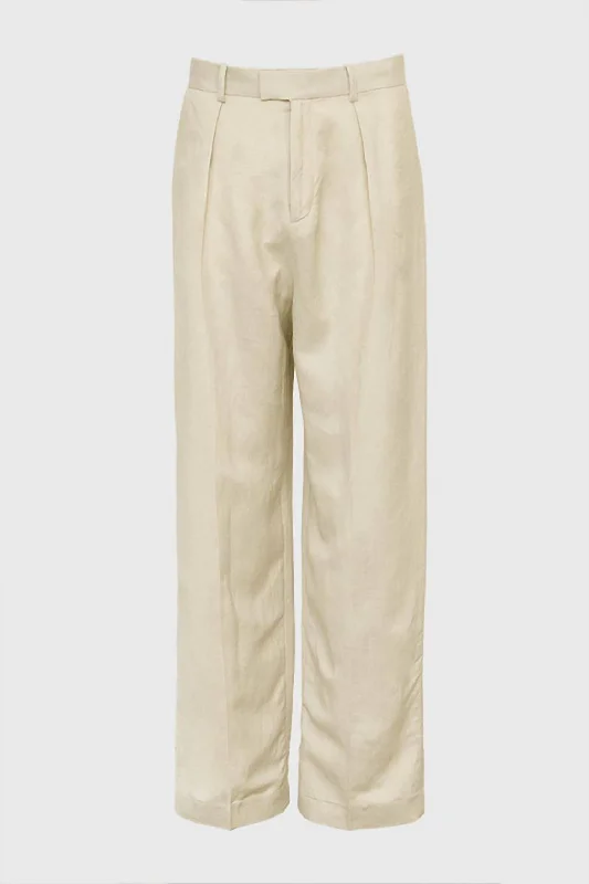 Women's Resort Attire Women's Villa Tailored Linen Pants In Silver Lining